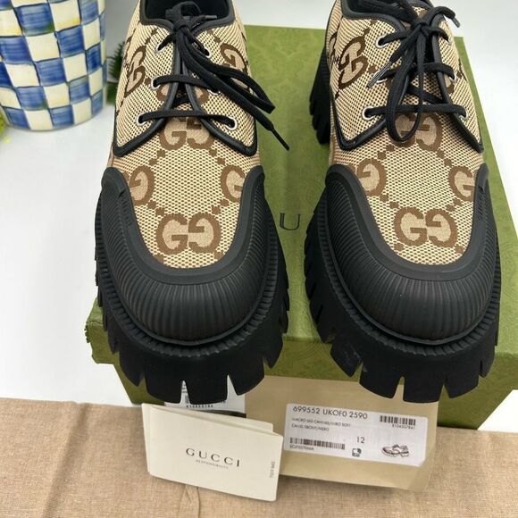Men’s Gucci, maxi GG Supreme canvas loafers size 12 made in Italy - Picture 4 of 11